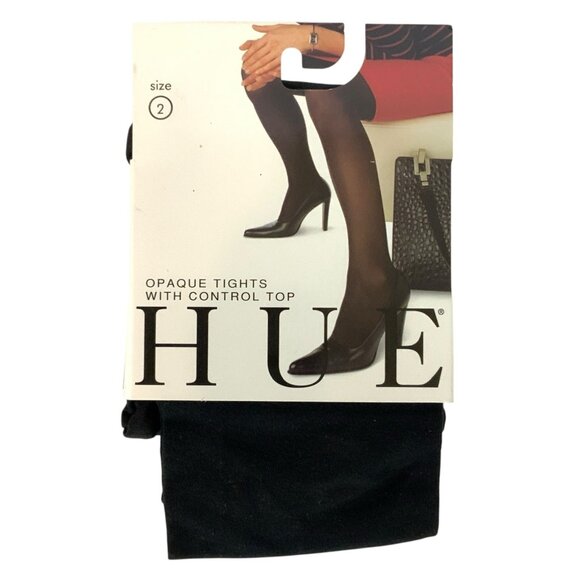 Hue Opaque Tights With Control Top Size 2 Black 40 Denier Style 4690 ONE PAIR - Picture 1 of 3
